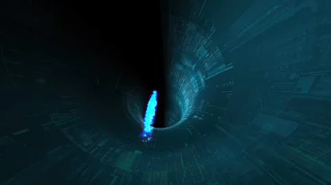 Drive through binary data digital tunnel.3d illustration Stock Illustration