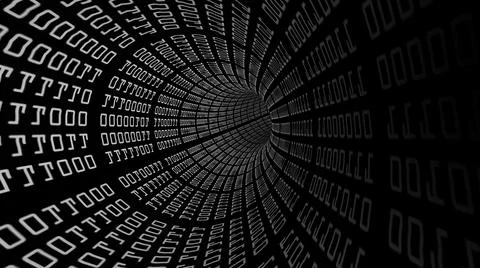 Drive through binary data tunnel Illustrazione stock