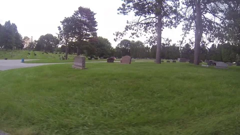 Drive Through Cemetery - Cloudy Day Stock Footage 95211000