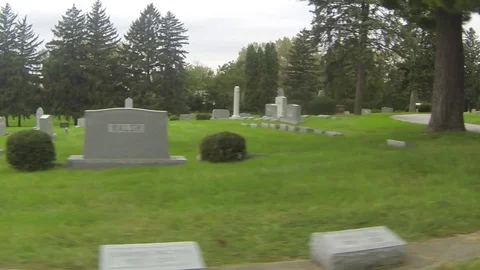 Drive Through Cemetery - Cloudy Day Stock Footage 95211596