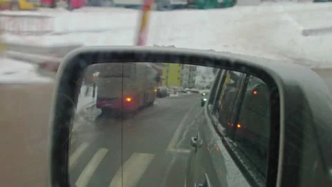 Drive through city mirror view Stock-Footage 146775249