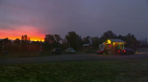 Drive-Through Coffee at Dawn 2 Stock Footage 35317742