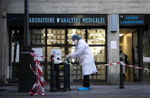 Drive through coronavirus testing in Paris, France - 25 Mar 2020 Photos