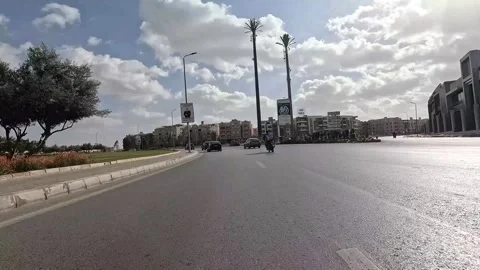 Drive Through Expanding Streets New Cairo Showing Urban Buildings Traffic And Видео 329655810