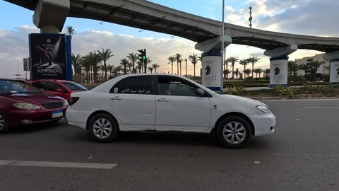 Drive Through Expanding Streets New Cairo Showing Urban Buildings Traffic And 库存影片 329947463