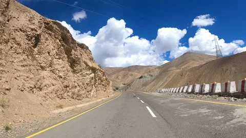 Drive Through Himalayan Mountains from Kargil to Leh Stock Footage 328824537