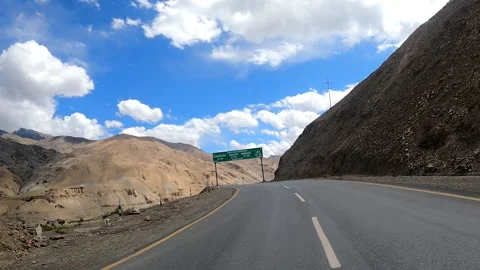 Drive Through Himalayan Mountains from Kargil to Leh Stock Footage 328824570