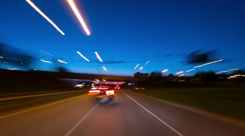 Drive through the night city, time-lapse Stock Footage 54935375