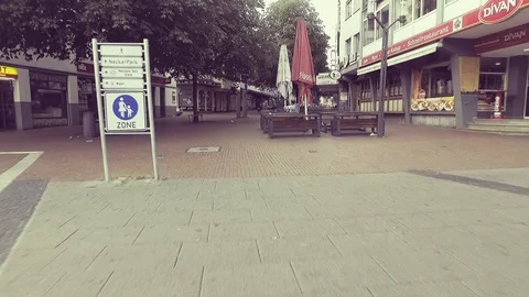 Drive through pedestrian zone without people Stock Footage 93893741