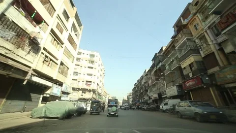 Drive through streets of Karach Stock Footage