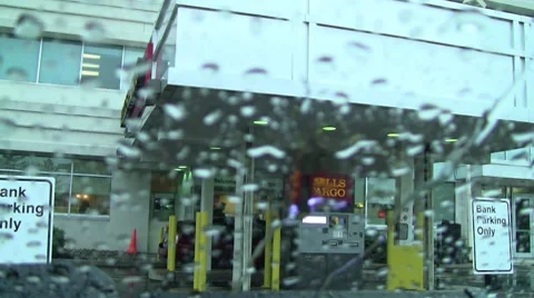 Drive through teller at a bank Stock Footage 8556100