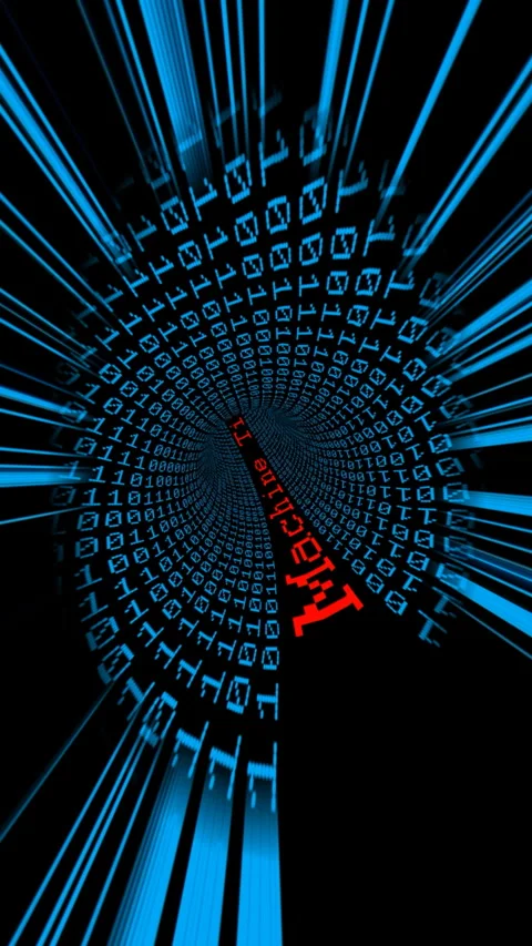 Drive through  the time machine data tunnel vertical video Stock Footage 266737496