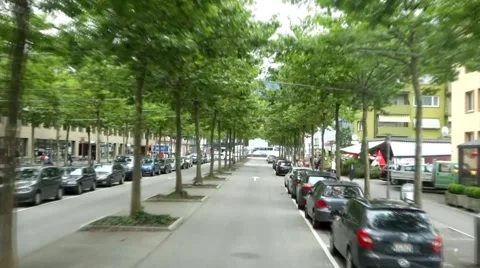 Drive in through trees in Interlake City Switzerland Stock Footage 66055019