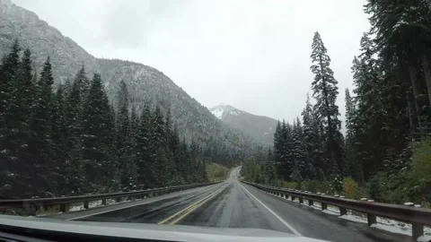 Drive Through Winter Blizzard Mountains At High Altitude Video stock 200956907