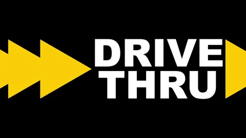 Drive thru and arrow sign on black background. Video stock 332412759