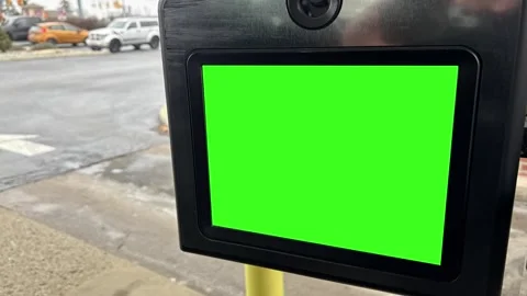A Drive Thru ATM Green Screen Teller Monitor Stock Footage 323762815