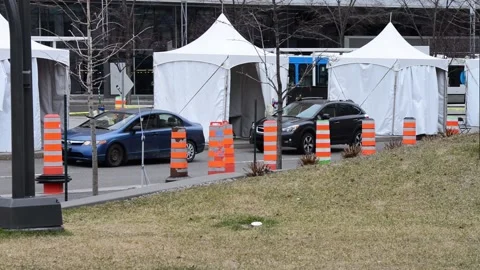 Drive thru Covid-19 testing station Stock Footage 131177563