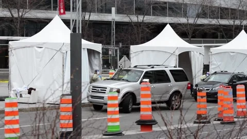 Drive thru Covid-19 testing Stock Footage 131177646