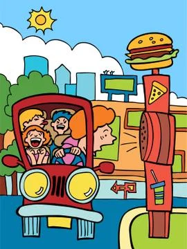 Drive thru nightmare Stock Illustration