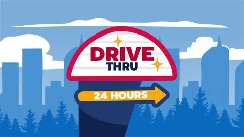 Drive thru sign at restaurant Stock Footage 330278922