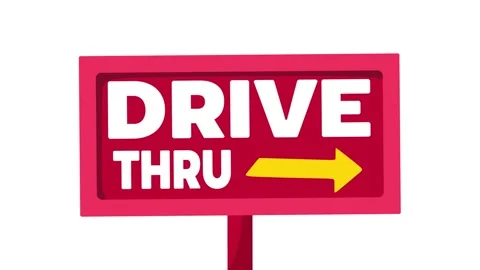 Drive thru sign at restaurant Stock Footage 330278932