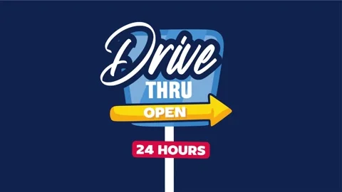 Drive thru sign at restaurant Stock Footage 330278944