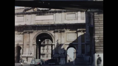 Drive Toward Triple Arches Piazza del Popolo Stock Footage 47971403