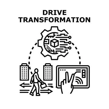 Drive transformation concept vector illustration drawing Stock Illustration