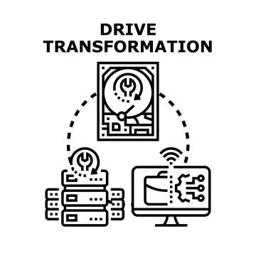 Drive transformation of data storage and cloud computing Stock Illustration