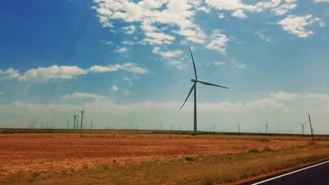 Drive By TX Wind Turbine Stock Footage 114989558