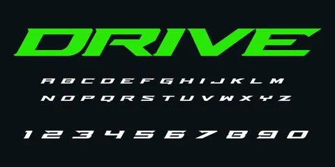 Drive Typography Vector – Bold Automotive Lettering Stock Illustration