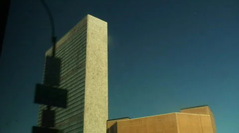 Drive-by UN building, NY Video stock 64853