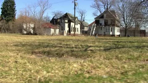 Drive by urban blight Stock Footage 20504900