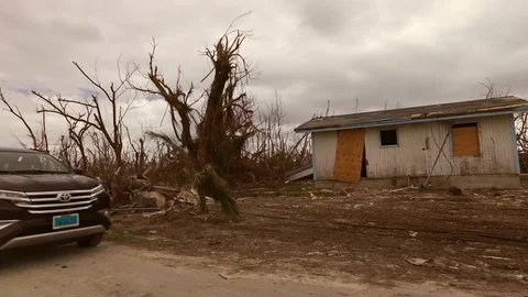 Drive-By View of Hurricane Dorian Aftermath Across Grand Bahama Settlements Stock Footage 118205020