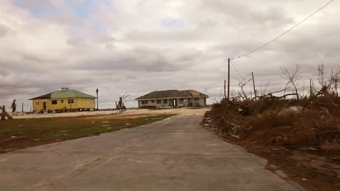 Drive-By View of Hurricane Dorian Aftermath Across Grand Bahama Settlements Stock Footage 118205238