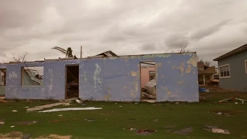 Drive-By View of Hurricane Dorian Aftermath Across Grand Bahama Settlements Stock Footage 118205272