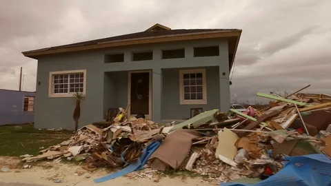 Drive-By View of Hurricane Dorian Aftermath Across Grand Bahama Settlements Stock Footage 118205348
