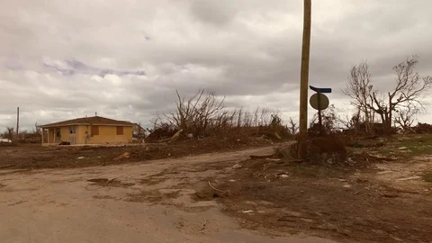 Drive-By View of Hurricane Dorian Aftermath Across Grand Bahama Settlements Stock Footage 118205435