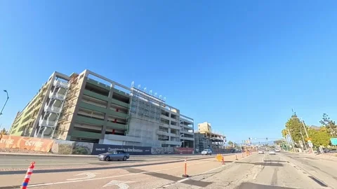Drive-By View of OC Vibe Construction and Honda Center in Anaheim Stock Footage 312345057