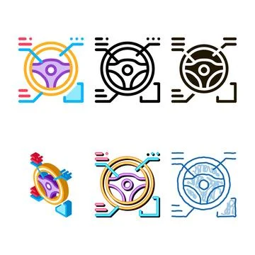 Drive wheel characteristics icon forms vector outline Stock Illustration