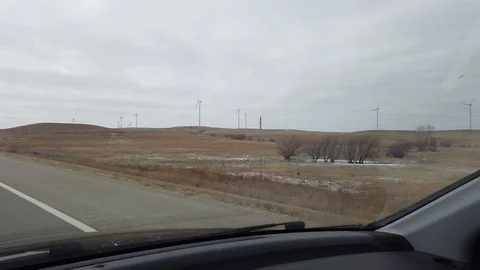 Drive By Wind Turbines Stock Footage 125410624