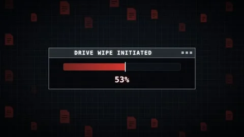 Drive wipe initiated falling documents monochrome system window loop Stock Footage 343535748