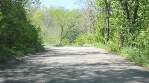 Drive up a wooded road Stock Footage 6731304