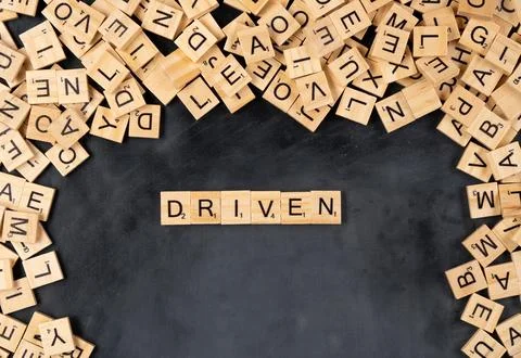 Driven Scrabble Tiles 스톡 사진
