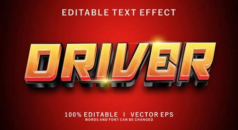 Driver 3d vector text effect with modern style design Stock Illustration