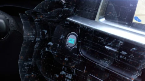 Driver activate auto mode smart car autopilot, artificial intelligence Vidéo 115041750