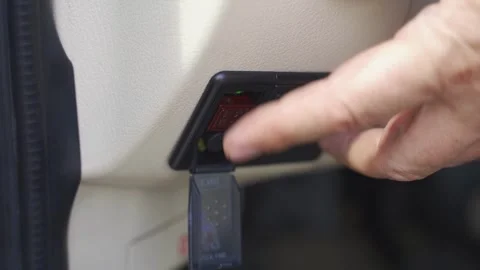 Driver activates fire suppression system in minivan during emergency response Stock Footage 295034496