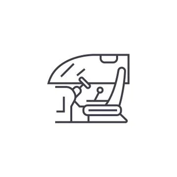 Driver cabin vector line icon, sign, illustration on background, editable Stock Illustration