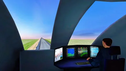 Driver cabin view of a maglev train Stock Footage 328532902