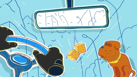 Driver In Car Animation Background Stock Footage 150098270